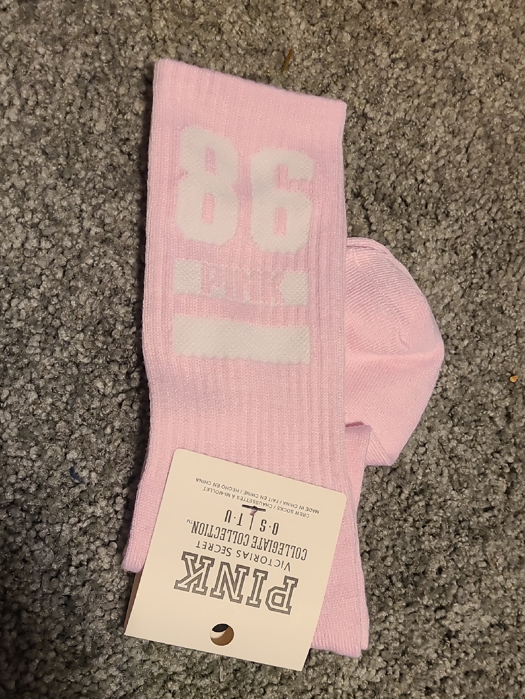 Pink Victoria's Secret Light Pink '86' Ribbed Crew Socks